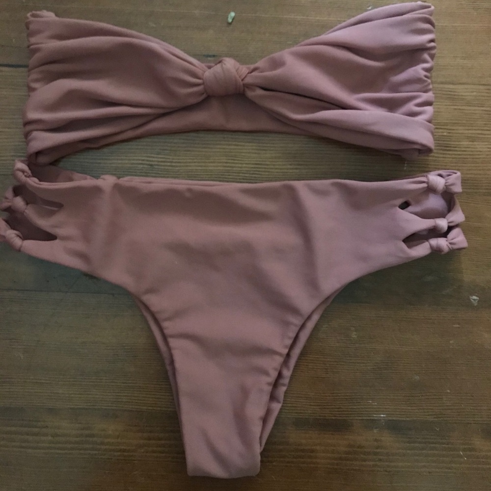 Mikoh swim set in Lychee color SML top, LRG bottom